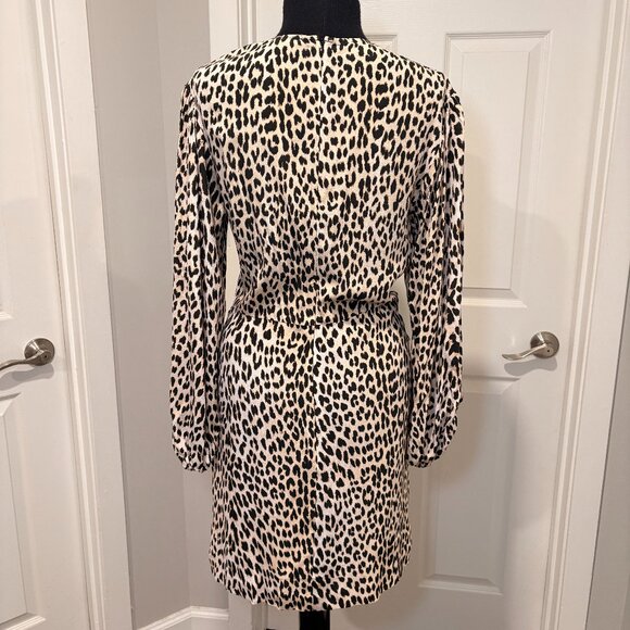 Maje Ricata Ruffled Leopard Print Crepe Mini Dress, Sz. 36 NWT - Picture 2 of 4